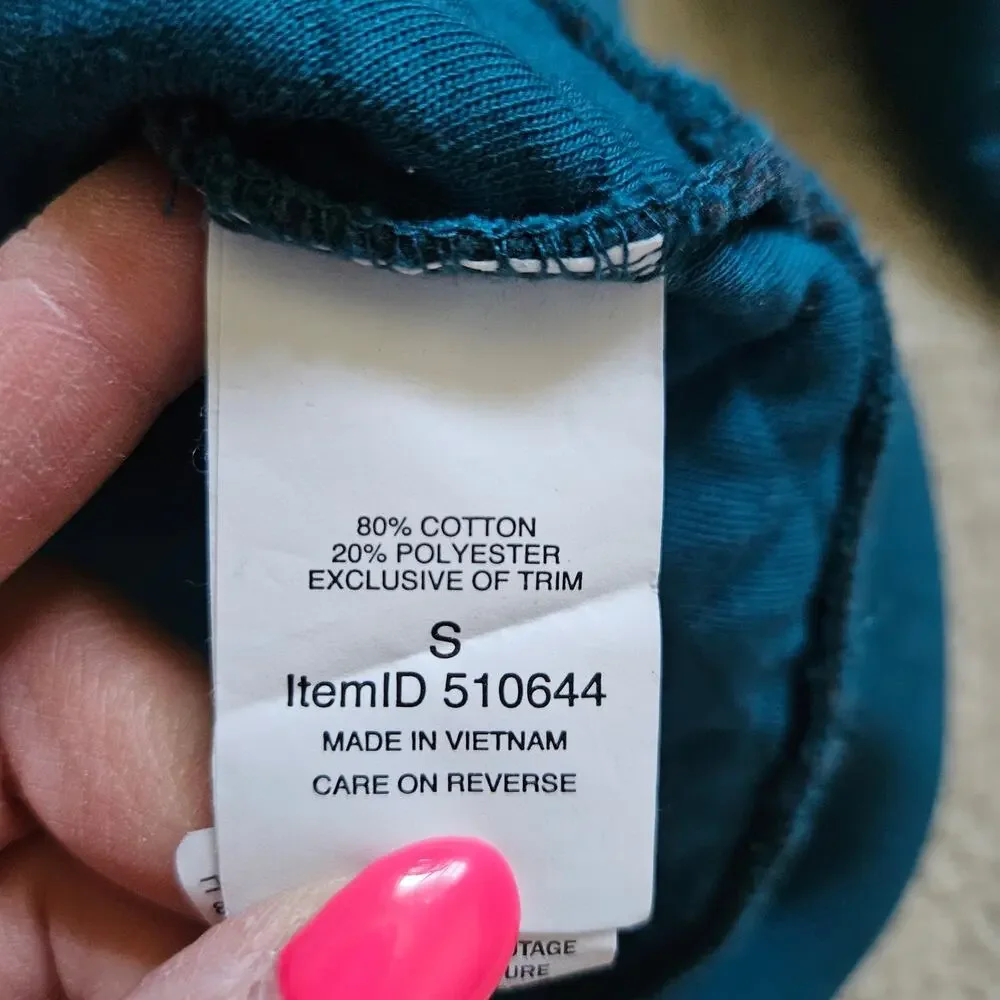 L.L. Bean Men's Quilted Sweatshirt Crewneck Small Reg Teal blue